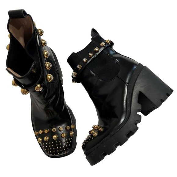 Gucci Trip Studded Platform Boots in Black - Picture 1 of 9